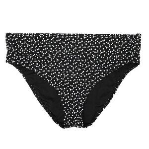 Polka Dot Bikini Bottoms Fold Over Waist Stretch Black White Plus Size Beach
